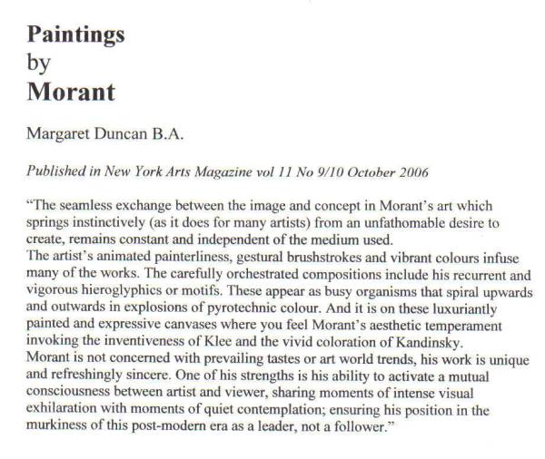 Paintings by Morant, New York Arts